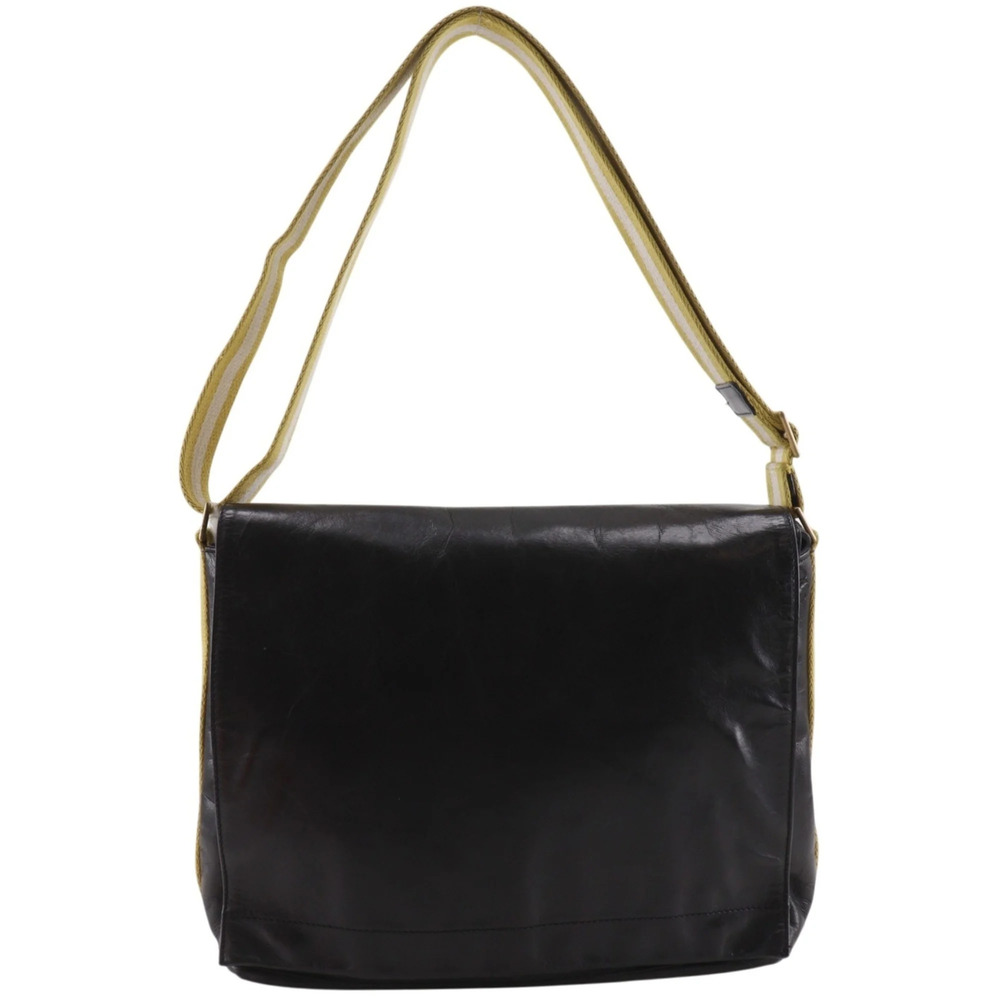 Bally Trainspotting Shoulder Bag, Calfskin, Black/Yellow, A4 Size, Magnetic C...